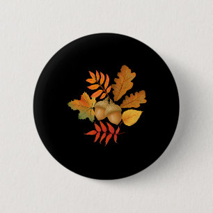 Fall Leaves And Acorns Autumn Hello Fall Thanksgiv Button