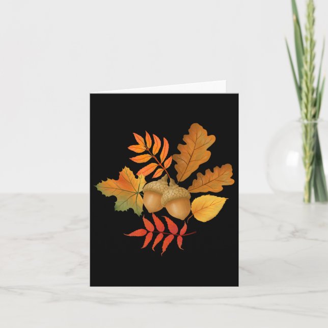 Fall Leaves And Acorns Autumn Hello Fall Thanksgiv Card (Front)