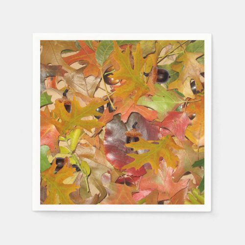 Fall Leaves and Acorns Paper Napkins