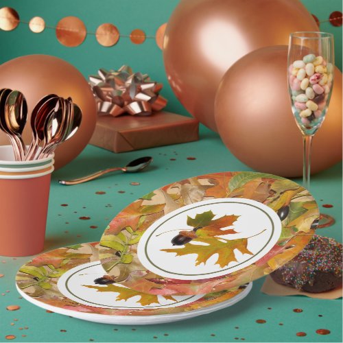 Fall Leaves and Acorns Paper Plates