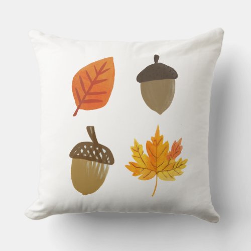 Fall Leaves and Acorns Throw Pillow