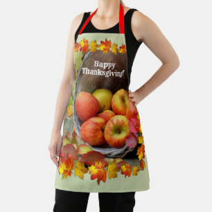 Fall Leaves and Apples, Happy Thanksgiving Apron