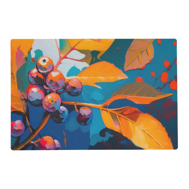 Fall leaves and berries painted. Abstract autumn  Placemat (Front)