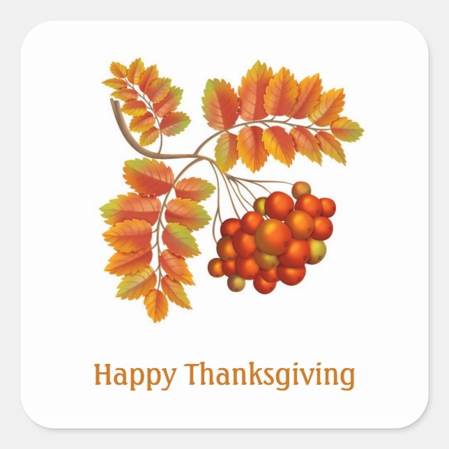 Fall leaves and berries Thanksgiving Sticker (Front)