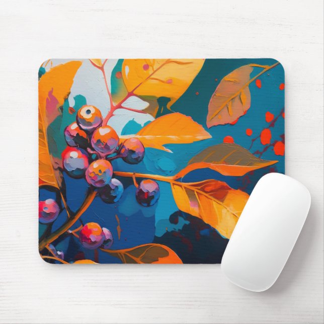Fall leaves and berry. Abstract autumn floral  Mouse Pad (With Mouse)