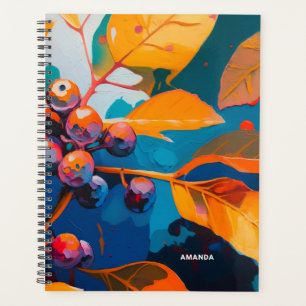 Fall leaves and berry. Abstract autumn floral Planner
