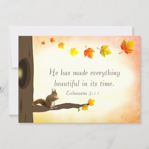 Fall Leaves and Bible Verse Autumn Greetings Card