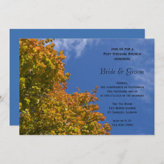 Fall Leaves and Blue Sky Post Wedding Brunch Invitation