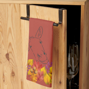 Fall Leaves and Ink Donkey Kitchen Towel