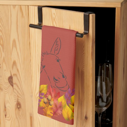 Fall Leaves and Ink Donkey  Kitchen Towel