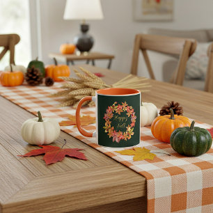 Fall leaves and ladybugs with customizable text mug