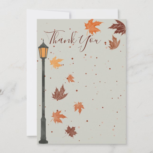Fall Leaves and Lights Thank You Card (Front)