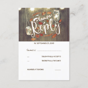 Fall Leaves and Mason Jars Wedding RSVP