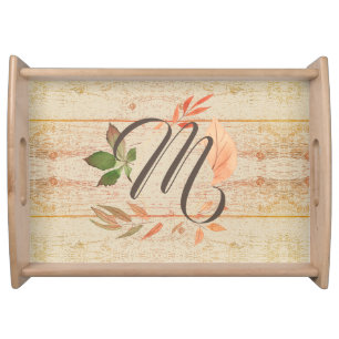 Fall Leaves and Monogram Serving Tray