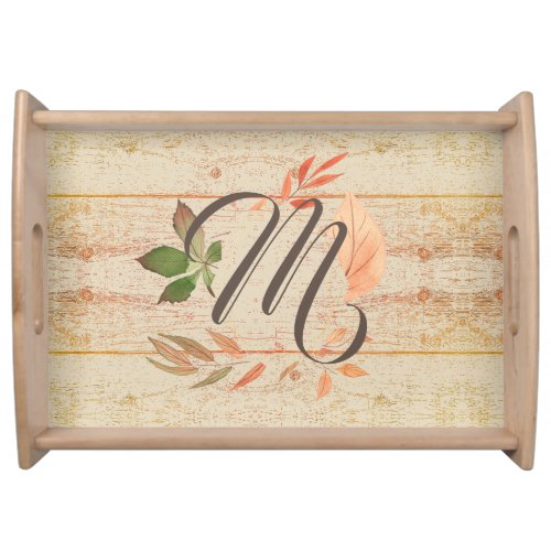 Fall Leaves and Monogram Serving Tray