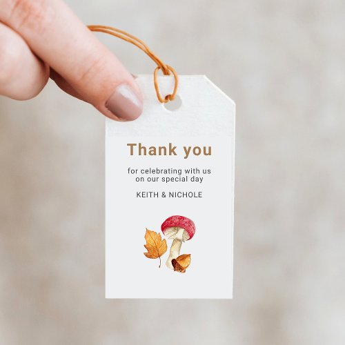 Fall Leaves and Mushroom Wedding Gift Tags