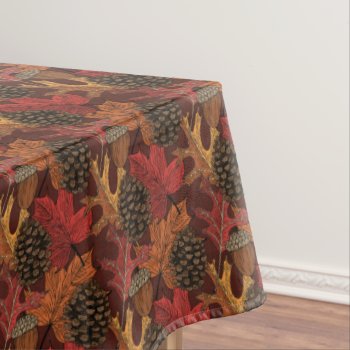 Fall Leaves And Pine Cones  Tablecloth by Eclectic_Ramblings at Zazzle