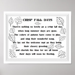 Fall Leaves and Poem Coloring Poster