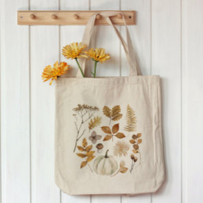 Fall Leaves and Pumpkin   Large Tote Bag