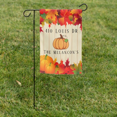 Fall Leaves and Pumpkins Customize Garden Flag