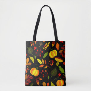 Fall Leaves and Pumpkins Elegant Tote Bag