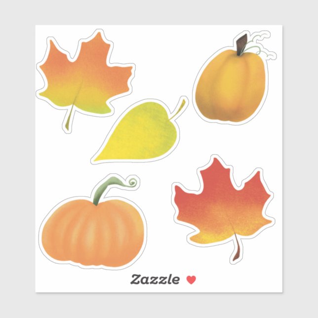 Fall leaves and pumpkins mini stickers  (Sheet)