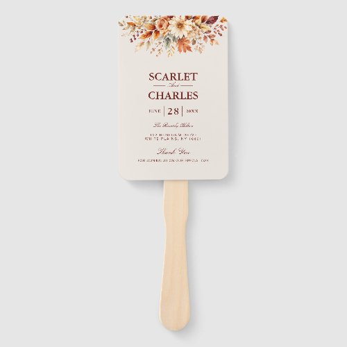 Fall Leaves Autumn Botanical Wedding Program Hand Fan