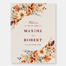 Fall Leaves Autumn Botanical Wedding Welcome Sign