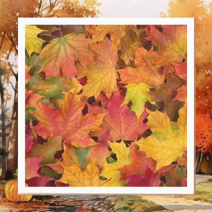 Fall Leaves Autumn Color Wedding Cocktail Napkins