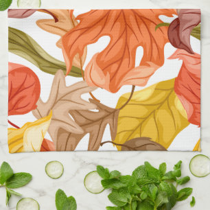 Fall Leaves Autumn Colorful Seasonal Botanical Kitchen Towel