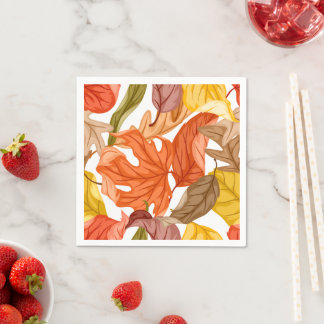 Fall Leaves Autumn Colorful Seasonal Botanical Napkins