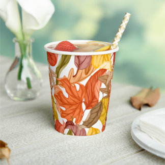 Fall Leaves Autumn Colorful Seasonal Botanical Paper Cups