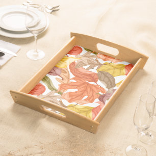 Fall Leaves Autumn Colorful Seasonal Botanical Serving Tray