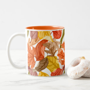 Fall Leaves Autumn Colorful Seasonal Botanical Two-Tone Coffee Mug