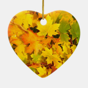 Fall Leaves Autumn Colors Leaf Design Ceramic Ornament