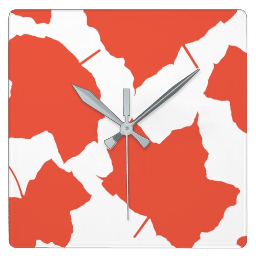 Fall Leaves Autumn Colors Orange Leaf Pattern Cool Square Wall Clock