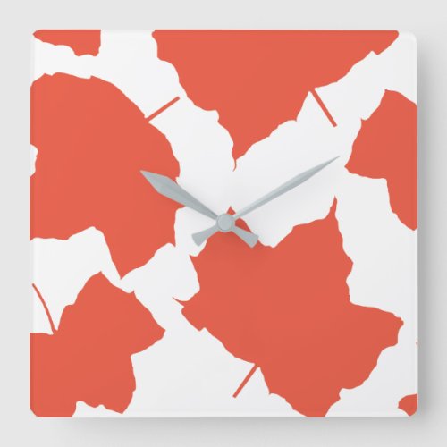 Fall Leaves Autumn Colors Orange Leaf Pattern Cool Square Wall Clock