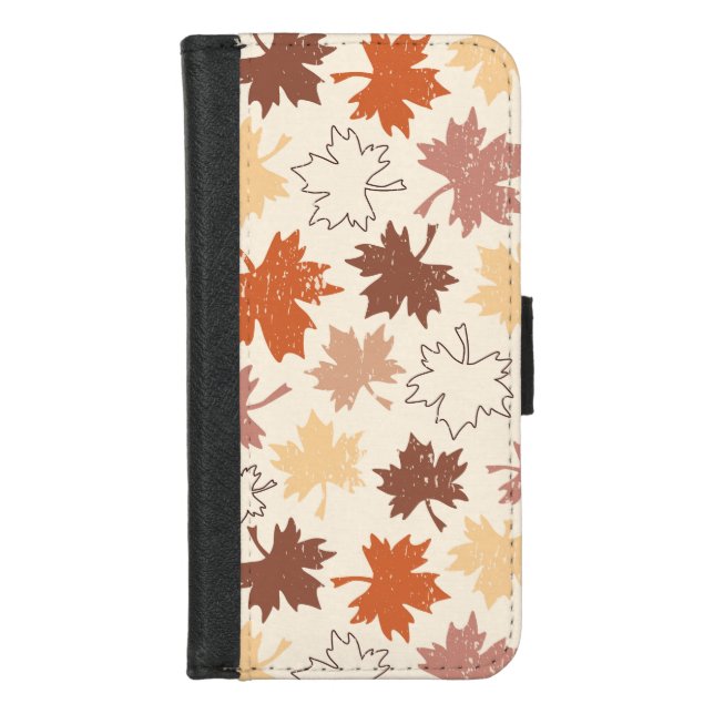 Fall leaves, autumn floral pattern iPhone wallet case (Front)