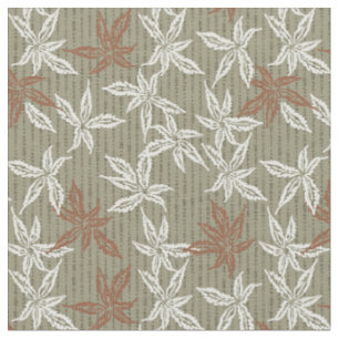 fall leaves autumn foliage khaki green rust maple  fabric