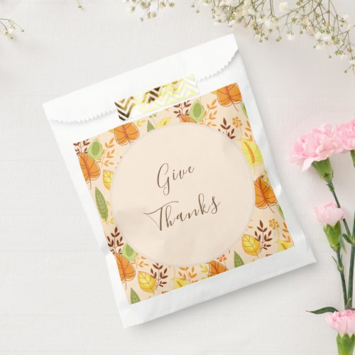 Fall Leaves Autumn Give Thanks Thanksgiving Dinner Favor Bag