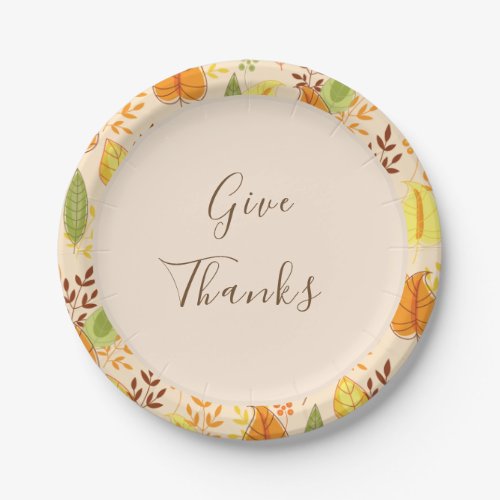 Fall Leaves Autumn Give Thanks Thanksgiving Dinner Paper Plates
