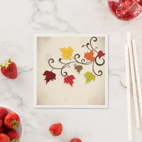 Fall Leaves Autumn Holiday Thanksgiving  Napkins