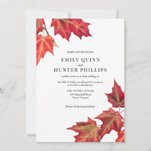 Fall Leaves Autumn Illustration Wedding Invitation