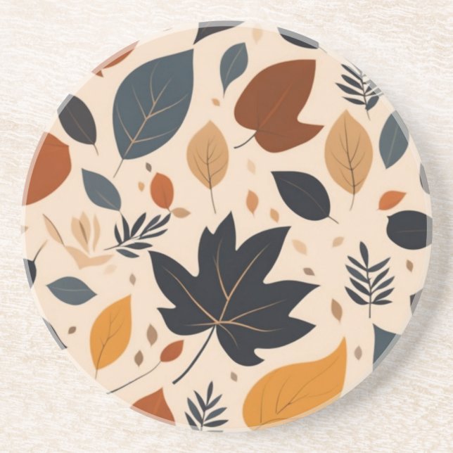 Fall Leaves Autumn Maple Leaf Sandstone Coaster (Front)
