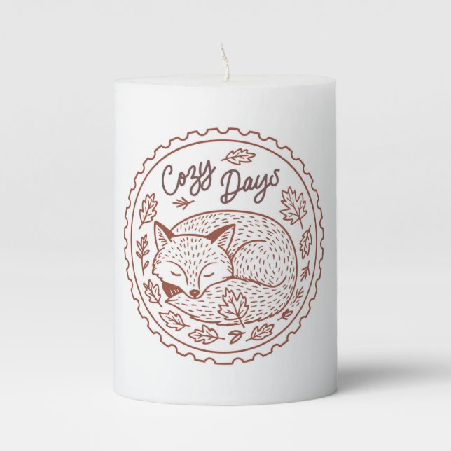 Fall Leaves Autumn Nature Pillar Candle (Front)