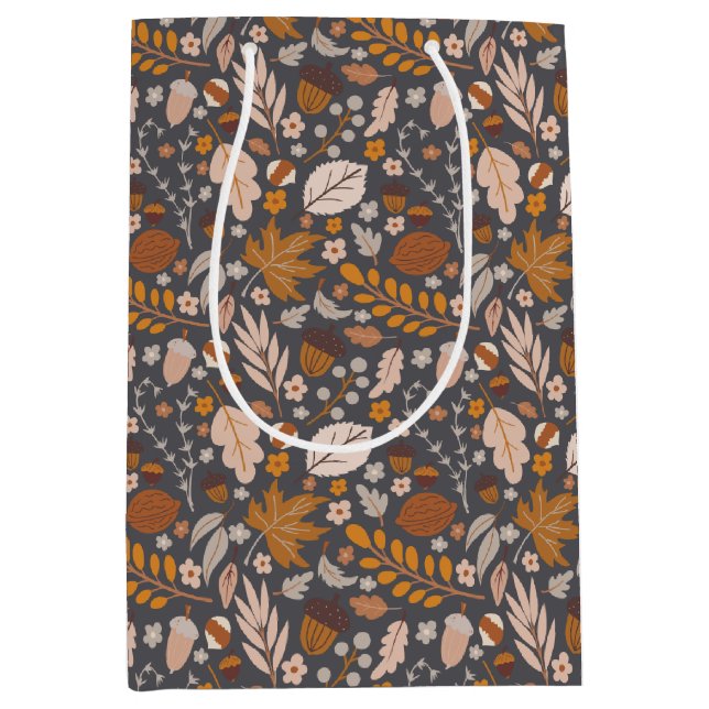 Fall Leaves, Autumn night's seamless pattern  Medium Gift Bag (Front)