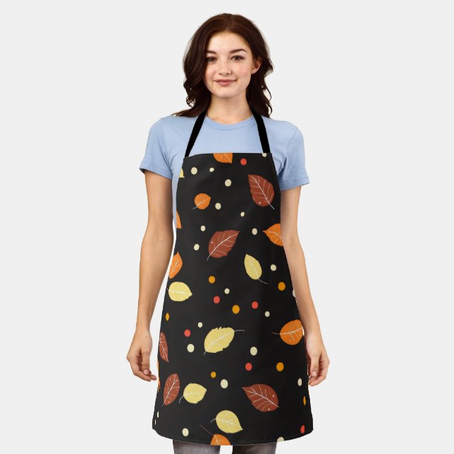 Fall Leaves Autumn Pattern Apron (Worn)
