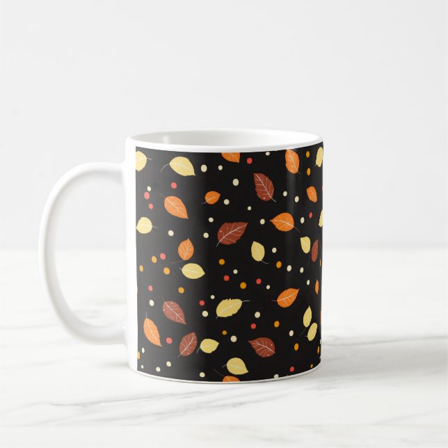 Fall Leaves Autumn Pattern Coffee Mug (Left)
