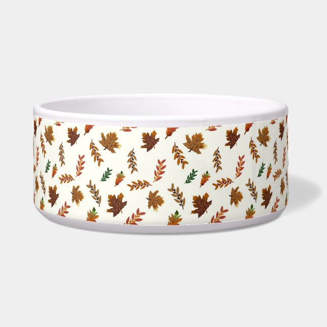 Fall Leaves, Autumn Print Dog Bowl (Front)