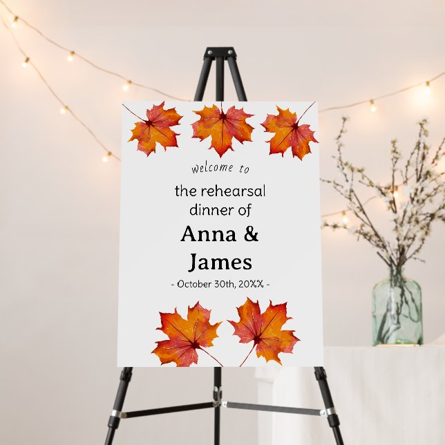 Fall Leaves Autumn Rehearsal Dinner  Foam Board (In Situ (Stand))
